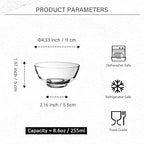 Glass Bowls Set of 6-4.5 Inch Clear Bowls - 8.6 oz Cereal Bowls for Kitchen Prep, Dessert, Ice Cream Toppings, Dips, and Candy Dishes, Dishwasher Microwave and Freezer Safe
