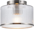 MAYNA Modern Nickel Semi Flush Mount Ceiling Light Fixture, 1-Light Glass Ceiling Light, Hallway Light Fixtures Ceiling Mount for Kitchen Entryway Bedroom Laundry Room