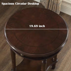 YUNMUAIR-Vintage End Side Table Solid Wood End Table with Drawer and Storage Shelf,26-Inch Tall Round Nightstand,Wooden Accent Table for Living Room Bedroom,No-Tools Assembly,Dark Walnut