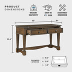 Lexicon Rectangle Wood Sofa Table with 2 Dovetail Drawers, Cherry Veneer Console Table with Antique Bronze Knobs & Sturdy Wood Construction for Elegant Living Room, Entryway, Easy Assembly, Brown