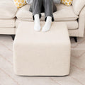 23.6'' Square Pouf Ottoman Foot Rest with High-Rebound Solid One-Piece Foam and Removable Washable Cover for Living Room, Gaming, Movie Watching (Beige)