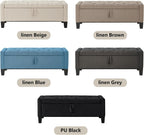 Aoowow Linen Bedroom Ottoman Bench with Storage,Tufted Bed End Storage Benches,45" Mid Century Modern Bench with Seating and Storage for Entryway,Living Room,Window,Bedside (Dark Grey, 45")
