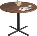 VASAGLE 31.5-Inch Dining Table, Small Round Kitchen Table for 4 People | Steel Frame, Modern, for Dining Room, Living Room, Modern, Water-Resistant, Somber Walnut UKDT082K01V1