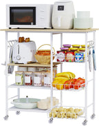 HapiRm Rolling Kitchen Microwave Cart - 4 Tier Microwave Table Stand with Pull-Out Baskets, Coffee Bar Baker's Rack with Wheels Rolling Storage Cart Organizer Shelf for Living Room Office, Balcony