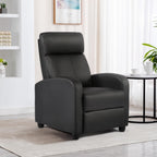 BestMassage | Recliner Chair | No Massage Function | Leather Black | with Lumbar Support, Adjustable Push Back, Wide Armrests, Footrest & Padded Seat | Easy Assembly | for Living Room, Home Theatre