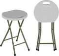 Set of 2 Stools - 18-Inch Folding Stools with 300lb Capacity for Indoor or Outdoor Use - Backless Portable Chairs for Adults by Lavish Home (White)