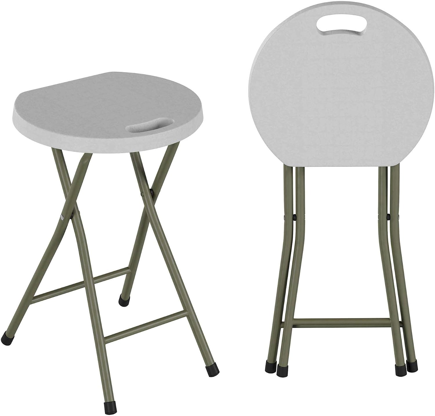 Set of 2 Stools - 18-Inch Folding Stools with 300lb Capacity for Indoor or Outdoor Use - Backless Portable Chairs for Adults by Lavish Home (White)