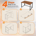 Huuger Folding Desk for Small Spaces, 31.5 Inch Foldable Computer Table | Easy Assembly, Small Writing Work Office Computer Desk, for Home Office, Study, Bedroom, Dorm, Space Saving, Rustic Brown