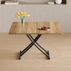 4 in 1 Adjustable Folding Dining Table, Drop Leaf Coffee Table for Small Spaces, Converts to Dining Table, Scratch-Resistant Wood Grain Top with Metal Frame for Breakfast Nook kitchen living Room