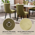 OVENTA Modern Tufted Upholstered Dining Chairs Set of 6, Olive Green Velvet Dining Room Chair with Solid Wood Legs, Sillas de Comedor, Kitchen Chairs (Olive Green, Velvet Set of 6)