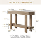 Console Table for Entryway, 47.2" Narrow Farmhouse Sofa Table with Thick Tabletop & Storage Shelf, 2-Tier Modern Wooden Entryway Industrial Table for Hallway, Living Room, Foyer, Behind Couch, Natural