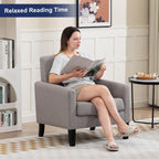 Accent Chairs Set of 2, Mid Century Modern Living Room Chairs, Light Grey | Armchair for Bedroom Apartment Living Room Dorm Reading Corner, Cozy Comfort for Reading & Relaxing, Tool-Free Assembly