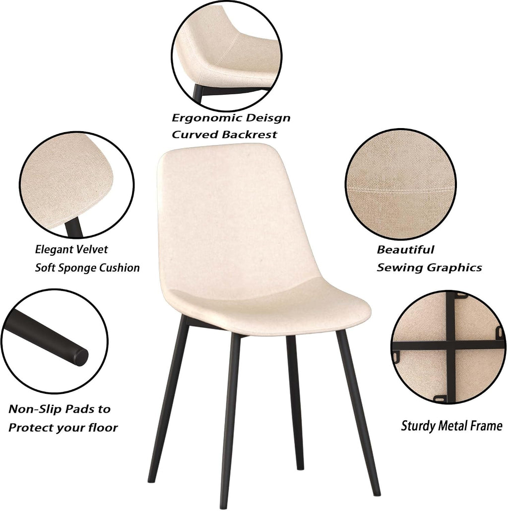Small Dining Table Set for 4, Modern Dining Table and Chairs Set with 4 Fabric Dining Chairs, 5 Piece Wooden Dining Table Set, 47'' Kitchen Table Set, Ideal for Small Spaces