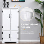 Farmhouse Kitchen Pantry Cabinet, 48.5" Tall Storage Organizer, White Cupboard