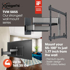 Vogel's TVM 5855 Full-Motion Ultra Strong TV Wall Mount for Large and Heavy TVs up to 100 inches and 165 lbs, Swivels up to 120°, Max. VESA 600x400, Universally Compatible