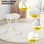 Folding Stool, 18 Inch Foldable Stool with Handle & Steel Frame, Pack of 8 Folding Bar Stools, 440lbs Sturdy Foldable Lightweight Metal Chair for Camping, Indoor and Outdoor, White