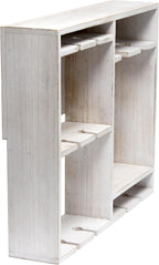 Elegant Designs HG1029-WWH 16.4" Wine & Dine Wooden Wall Mounted Wine Rack Shelf, Stemware Holder, for Dining Room, Bar, Kitchen, White Wash