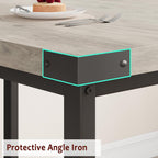 IDEALHOUSE 63" 3 Piece Extendable Dining Table Set for 4-6, Rectangle Wooden Kitchen Table with 2 Soft Benches Set for 6, Sturdy Metal Frame, Dinette Table Set for Apartment, Kitchen, Rustic Gray