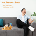 Couch Tray Insert for Middle Seat, Bamboo Couch Table with 2 Cup Holders, Fits Armless Sofa & Sectionals, Fold-Flat Tray for Drinks, Snacks & Remotes, Natural Bamboo