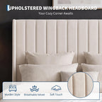 GarveeHome Queen Size Bed Frame with 52'' Tall Wingback Headboard