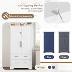Harper & Bright Designs 72" Tall Farmhouse Kitchen Pantry with 2 Cabinets & 2 Drawers, Modern Storage Cabinet with 3 Pull-Out Trays & 4 Doors, Freestanding Cupboard for Kitchen, Dining Room,White