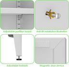 Metal Storage Cabinet with 2 Doors and 4 Adjustable Shelves, Metal Pantry Cabinet for Kitchen Living Room, Required Assembly, White,13.78" D x 27.56" W x 63.58" H