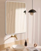 White Bathroom Mirror,20 x 30 Inch Rectangle Wall Mirror with Wood Frame,Vanity Modern Tempered Glass Mirror for Bedroom,Entryway,Living Room