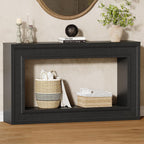 Rresyet 55" Long Console Tables with LED Lights, Narrow Console Tables for Entryway, 2-Tier Table Behind The Sofa, Modern Hallway Accent Table for Living Rooms, Corridors, and Foyers (Black)