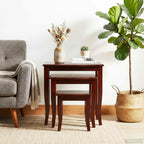 Nesting Side Tables 3 Pieces Solid Mahogany Wood | Space Saving Set, Easy Clean Surface, No Assembly Needed, for Living Room or Bedroom
