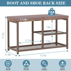 Shoe Rack Bench for Entryway 3-Tier, Free Standing Shoe Racks with Seat Cushion, Narrow Shoe Storage Shelf with Boot Organizer, Shoe Rack for Small Spacesh with Wood Bench (Brown+Brown)