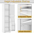 Function Home Tall Bathroom Storage Cabinet, 64" Slim Kitchen Pantry with Door Storage, Narrow Wood Freestanding Cabinets with Adjustable Shelves for Kitchen Living Room Dining Room, White