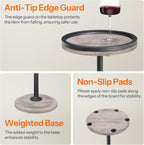 HOOBRO Small Round Side Table, Drink Table, Coffee Martini Table with Pedestal Accent for Small Spaces in Living Room, Bedroom, Sofa Couch, Greige and Black BG168BZ01