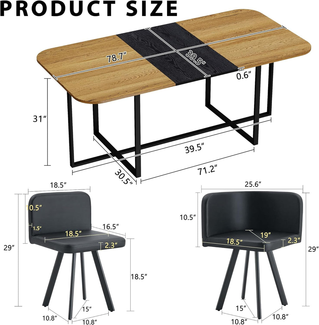 Dining Table Set for 8, 79" Large Dining Room Table Set for 8, Modern Farmhouse Kitchen Table Set for 8, Space Saving Wood Rectangular Dining Room Table with 8 Chairs for Home Gatherings