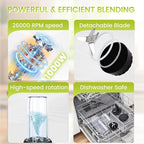 Smoothie Blender,1000W Max Blenders for Shakes and Smoothies in Kitchen, With Two Portable Bottle and Spout Lids(1 * 27oz&1 * 6.7oz),Coffee Grinder, 3 Modes Nutritional Recipe Blender,Black