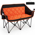 Romswi Double Camping Chair,2 Person Camping Chair Oversized Folding Loveseat,Heavy Duty Camping Couch & Outdoor Sofa with Cup Holders,Supports 750LBS Orange