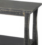 Benzara Rena Side End Table with Scallop Trim- 28 Inch Rustic Black Mahogany