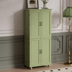 Scurrty Kitchen Pantry Cabinet, 69'' Pantry Storage Cabinet with 4 Doors and Shelves, Farmhouse Kitchen Cabinet with 3 Drawers, Freestanding Wooden Cupboard for Living Room and Dinning Room (Green)