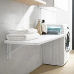 Laundry Folding Table, 32'' x 16'' Wooden Wall Mount Desk, Laundry Table for Folding Clothes, White, 32'' Length