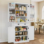 ARTPOWER 72" Pantry Storage Cabinet with Door Shelves | Tall Wooden Kitchen Cupboard with Drawer, Food Pantry Cabinet with Shelves for Dining Room,Living Room, White