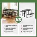 Concho Kitchen Breakfast Nook Table Set with Soft Seat, Corner Dining Table Set for 4-6 People, Dining Room Sets for 4, Space Saving Kitchen Booth Seating with Table for Small Space, Taupe