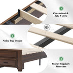 AMERLIFE 52.2" King Size Farmhouse Bed Frame with Headboard, Rustic Brown