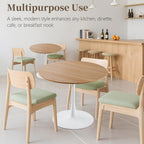 31.5 Inch Round Dining Table,Mid-Century Tulip Table with Metal Pedestal Base,Modern Leisure Table for Small Space Kitchen Dining Room,Easy Assembly,White and Oak