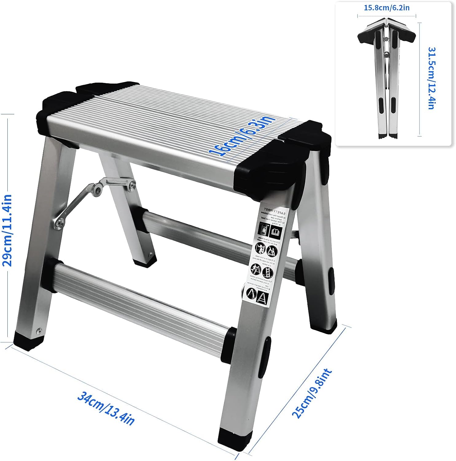 Folding Step Stool Small Foldable Step Stool One Step Ladder with 330 lb Large Loading Capacity for Kitchen, Bathroom, Closet, Garage, Garden