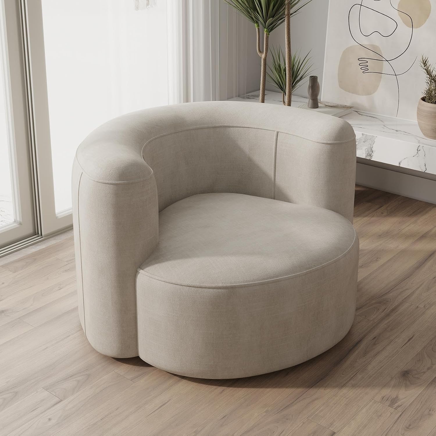 Acanva Mellow Tight Curved Back Accent Chair, Velvet Sofa
