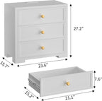 COWMOU Nightstand with Drawers 3 Drawer Night Stand with Charging Station Farmhouse Style Large Bed Side Table Wooden Dresser for Bedroom Living Room (1, White)