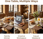 DUOMAY Modern Wooden Dining Table for 4-6 People, 59" Large Rectangular Dinner Table with Wood Legs for Home Dining Room Restaurant Farmhouse Kitchen, Brown