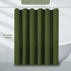 Green Shower Curtain for Bathroom Waffle Textured Heavy Duty 78 Inch Shower Curtain Set for Bathroom, Water Repellent 256GSM Neutral Fabric Shower Curtains with 12 Metal Hooks, 72Wx78H
