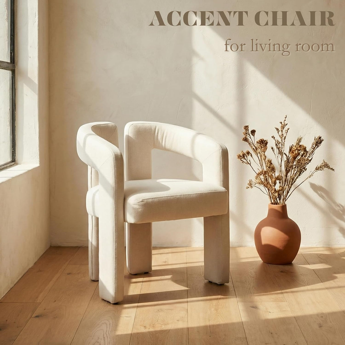 Hyfirm Upholstered Linen Barrel Dining Chairs Set of 6, Modern Accent Kitchen Chairs with Arms Comfy Side Chairs with Arms for Dining Room Bedroom Vanity Reception, Beige