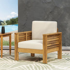 free-space Mi Apricot seat Cushion Courtyard Leisure Single Chair, Solid Wood Balcony Meeting Chair, 27.75-inch Wide Outdoor Solid Wood Leisure Chair