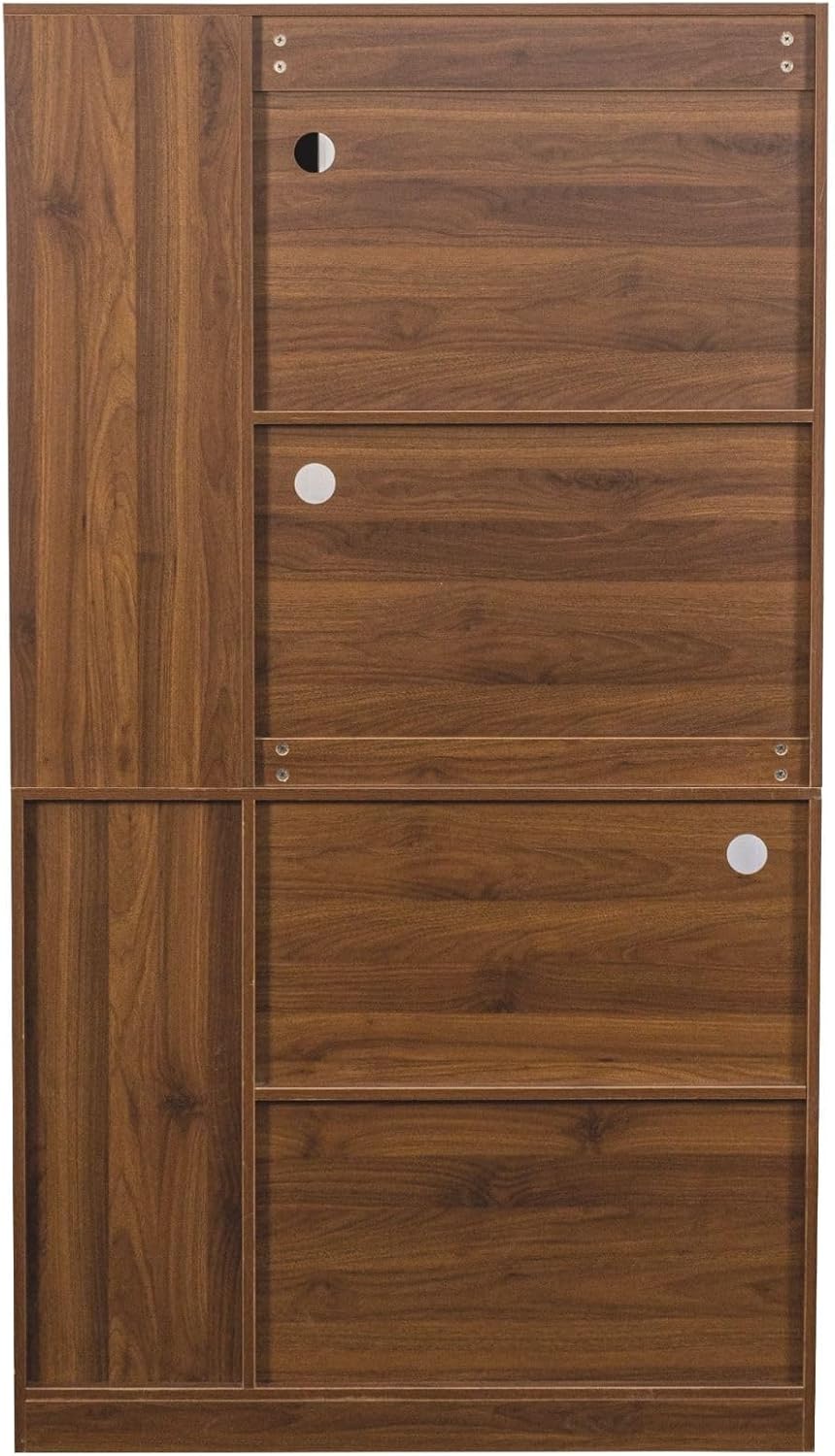 70.87" Kitchen Pantry Cabinet with Microwave Stand, Multi-Tier Pull-Out Storage Shelf, 4-Tier Side Shelf & Glass Door, Freestanding Food Hutch Buffet Sideboard for Dining Room, Walnut